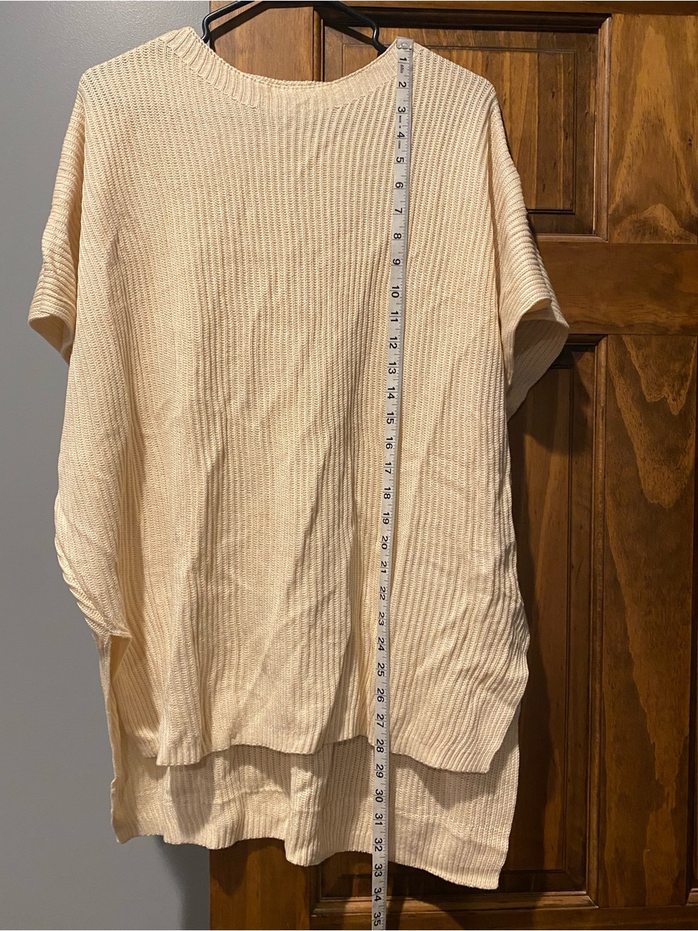 Light Cream Ribbed Knit Pullover Top - Picture 4 of 5